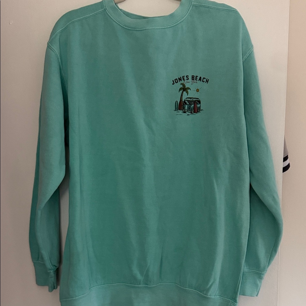 Teal Crewneck Sweatshirt - jones beach by